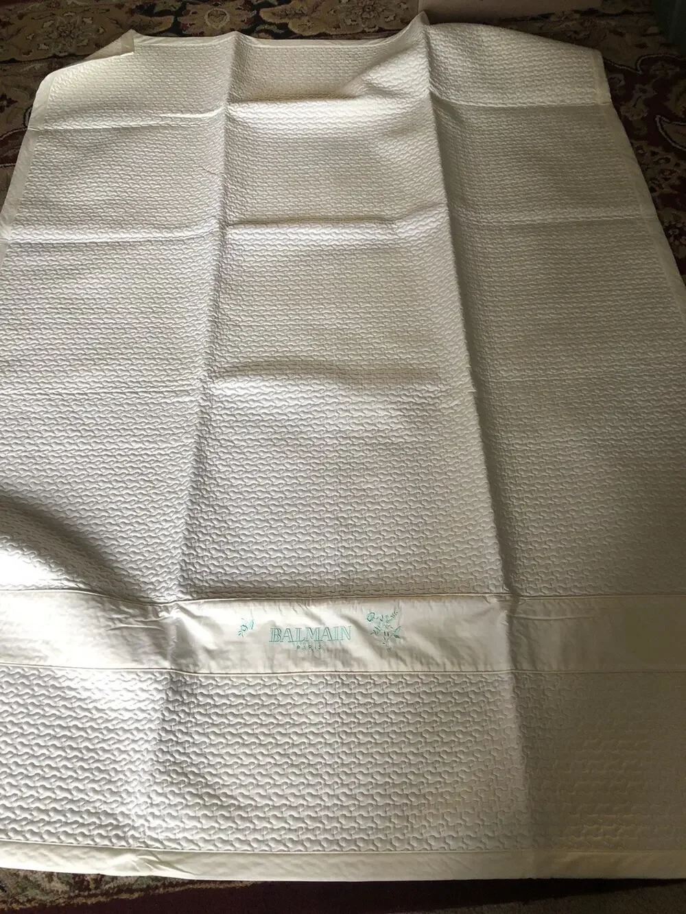 Vintage Balmain Paris Quilted Throw end of bed Blankets 58 x 80